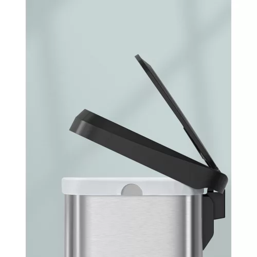 Konyhai szemetes 50L, pedálos, fém, fedéllel, ezüst és fekete