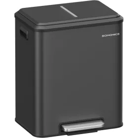   Szelektív szemeteskuka 2x15L, pedálos, rozsdamentes acél, légmentes, 41x31x47cm