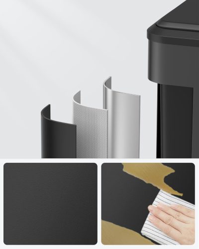 Szelektív szemeteskuka 2x15L, pedálos, rozsdamentes acél, légmentes, 41x31x47cm