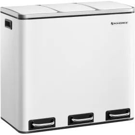 SONGMICS Hulladékgyűjtő, 3 x 18 L-es háromrekesszes konyhai szemetes, lábbal működtethető,