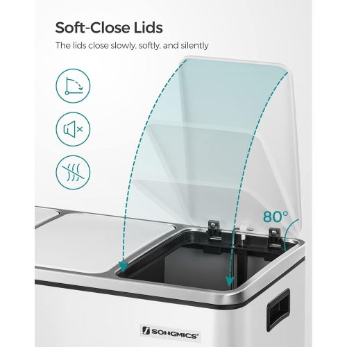 SONGMICS Hulladékgyűjtő, 3 x 18 L-es háromrekesszes konyhai szemetes, lábbal működtethető,