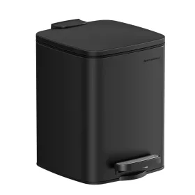   Konyhai szemetes, pedálos, acél, belső vödörrel, lágyan záródó, 6L, fekete