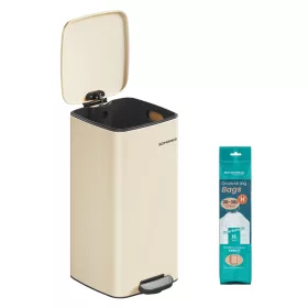 Konyhai szemetes, 30L, rozsdamentes acél, homok bézs