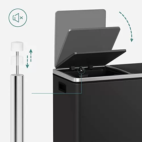 SONGMICS Dupla szemetes kuka, 2 x 30L hulladék és újrahasznosító konyhai kuka 15 szemetes