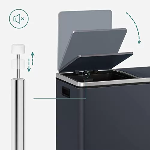 SONGMICS Dupla szemetes, 2 x 30 L-es két rekeszes konyhai szemetes, 15 szemeteszsák, fém lábbal