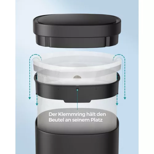 SONGMICS Mozgásérzékelős Konyhai Szemetes 50L, Automatikus Szemetes, Kukák,