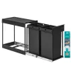 Szelektív szemetes kuka, beépített, 2x15L, acél, fekete
