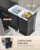 Szelektív szemetes kuka, beépített, 2x15L, acél, fekete