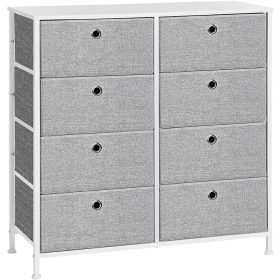   Tároló szekrény 8 szövet fiókkal, ruhás szekrény, fehér és világosszürke 80x30x81cm