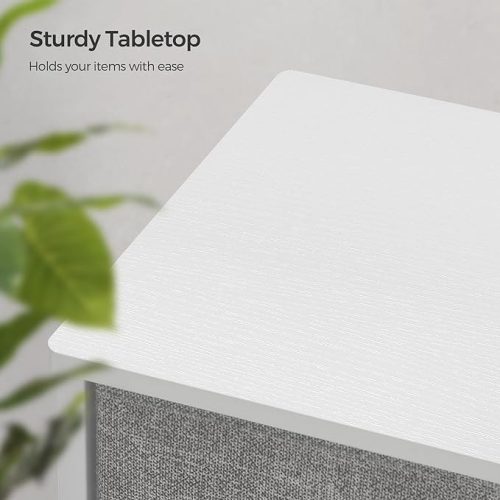 Tároló szekrény 8 szövet fiókkal, ruhás szekrény, fehér és világosszürke 80x30x81cm