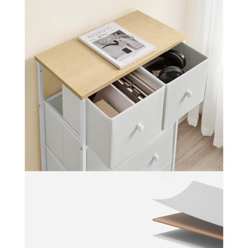 Tároló szekrény öt fiókkal, ruhás szekrény, fehér és tölgy 30 x 56 x 93 cm