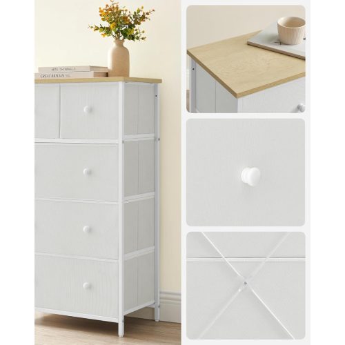 Tároló szekrény öt fiókkal, ruhás szekrény, fehér és tölgy 30 x 56 x 93 cm