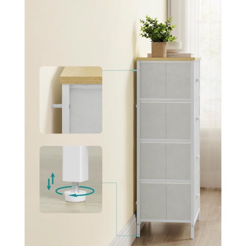 Tároló szekrény öt fiókkal, ruhás szekrény, fehér és tölgy 30 x 56 x 93 cm