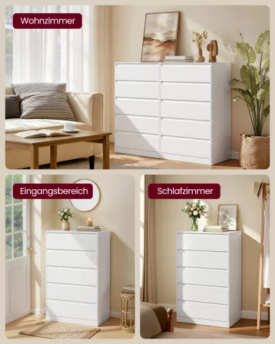 Tároló szekrény öt fiókkal, ruhás szekrény, modern stílus, hófehér