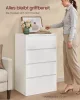 Fiókos tároló szekrény, ruhás szekrény négy fiókkal, modern stílus, hófehér