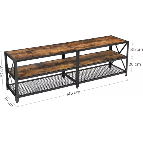 VASAGLE TV állvány, TV asztal akár 60 hüvelykes TV-hez, polcokkal, acél vázzal, nappali,