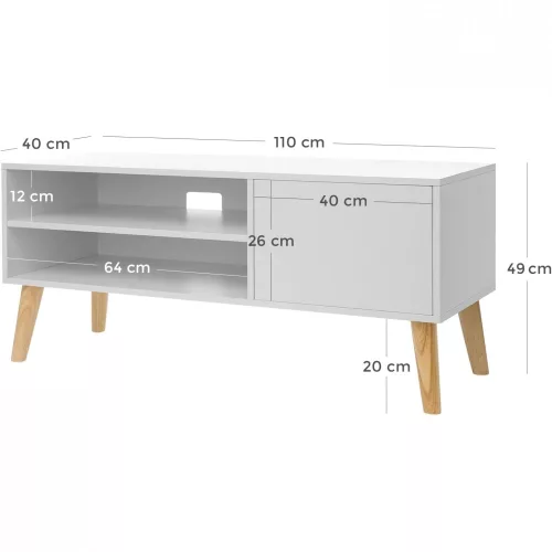 VASAGLE skandináv stílusú TV állvány, retró TV konzol, szórakoztató központ síkképernyős