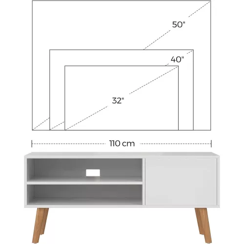 VASAGLE skandináv stílusú TV állvány, retró TV konzol, szórakoztató központ síkképernyős