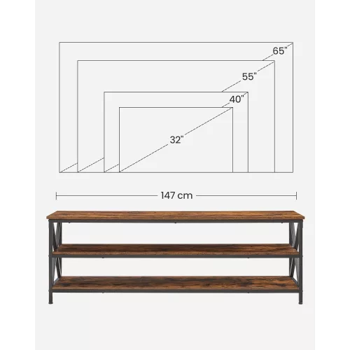 VASAGLE TV állvány, TV asztal, TV konzol akár 65 hüvelykes TV-k számára, nyitott