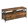 TV szekrény, 2 fiókkal és polcokkal, rusztikus barna és fekete 120x40x50cm