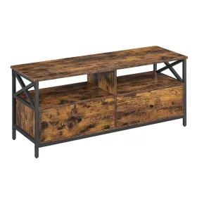   TV szekrény, 2 fiókkal és polcokkal, rusztikus barna és fekete 120x40x50cm