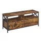 TV szekrény, 2 fiókkal és polcokkal, rusztikus barna és fekete 120x40x50cm