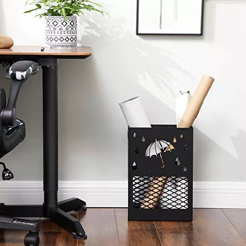 Esernyőtartó téglalap alakú mintás, akasztókkal, fekete 28x12x41cm