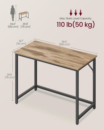 Íróasztal, számítógép asztal, rusztikus barna 100x50x76cm