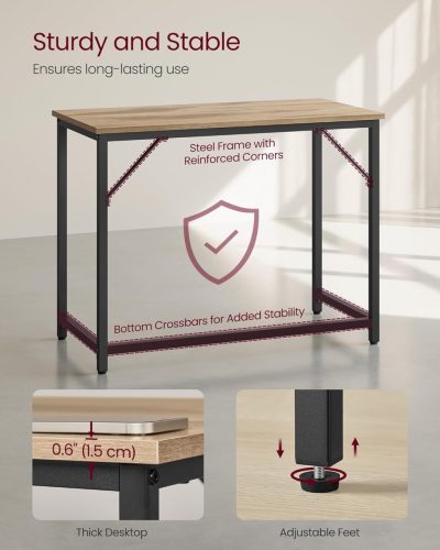 Íróasztal, számítógép asztal, rusztikus barna 100x50x76cm