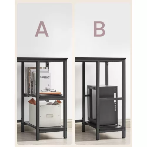 Sarok íróasztal, 2 polccal, fekete faerezetes