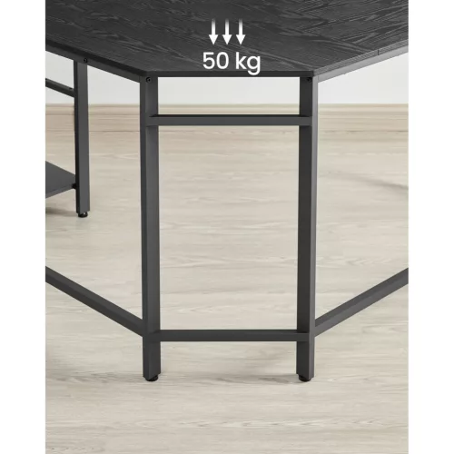 Sarok íróasztal, 2 polccal, fekete faerezetes