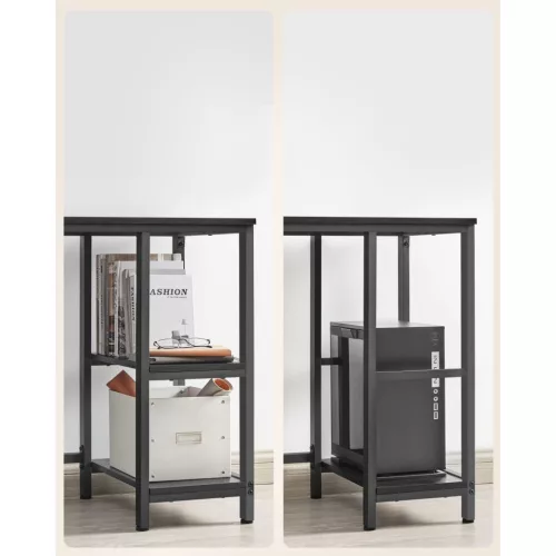 Sarok íróasztal, 2 polccal, fekete faerezetes