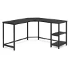 Sarok íróasztal, 2 polccal, fekete faerezetes