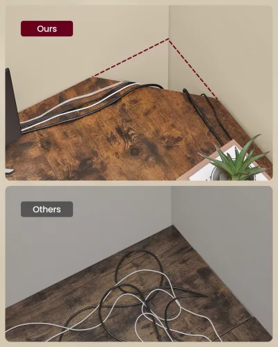 Sarok íróasztal, rusztikus barna 120x130x76cm, 2 polccal