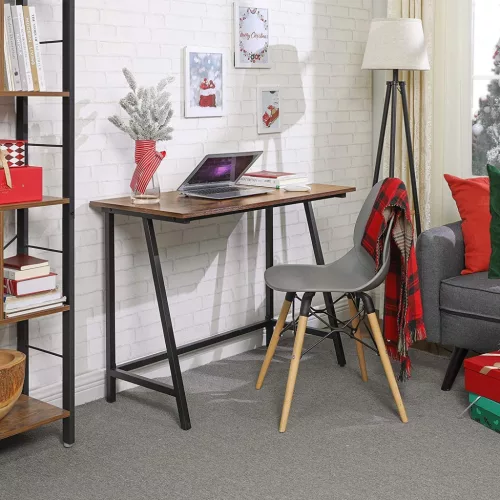 Íróasztal, rusztikus barna, acélkeret, 100 x 50 x 75 cm