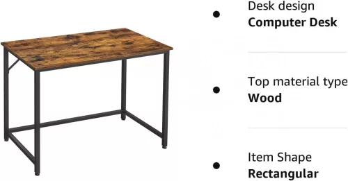 VASAGLE Számítógép asztal, Íróasztal, Kis irodai asztal, 50 x 100 x 75 cm, Tanulás, Otthoni