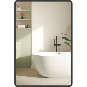 Fali tükör, szögletes, alumínium keret, fekete