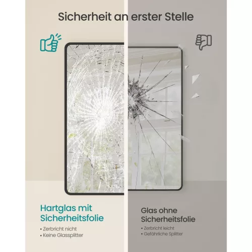 Fali tükör, szögletes, alumínium keret, fekete