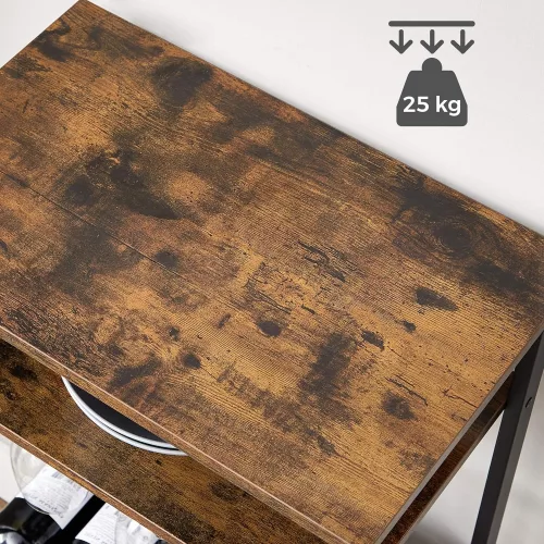 VASAGLE Borosztó, 20 palackot tárol, bor tartó, palacktartóval és pohártartóval,