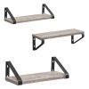 3 darabos lebegő polc szett, szürke és fekete 30/35/40 cm
