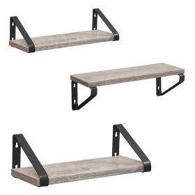 3 darabos lebegő polc szett, szürke és fekete 30/35/40 cm