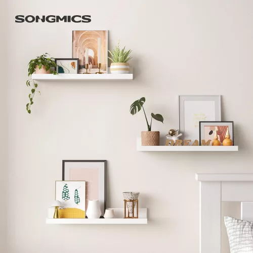 SONGMICS Falipolc 3 darab lebegő polc képkeretekhez és könyvekhez, 38 x 10 cm, MDF