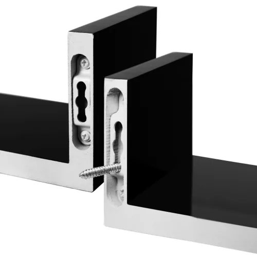 3 darabos lebegő polc szett, magasfényű bevonattal, fekete 30/35/40 cm