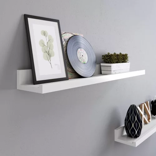 SONGMICS Lengő polcok 2 darabos készlet, falipolc magasfényű bevonattal, 60 x 10 cm,