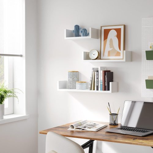 SONGMICS 3 darab falipolc készlet, lebegő polcok, 30, 45, 60 cm, fényes bevonat, dekoratív,