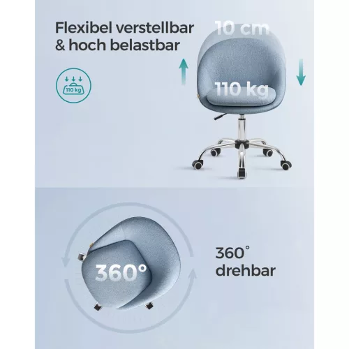 SONGMICS Irodai Szék Forgószék Habpárnázás Magasságban Állítható Tanulószoba