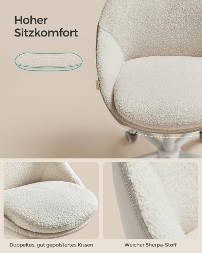 Irodai szék, sminkszék, párnázott, állítható magasságú, cappuccino bézs