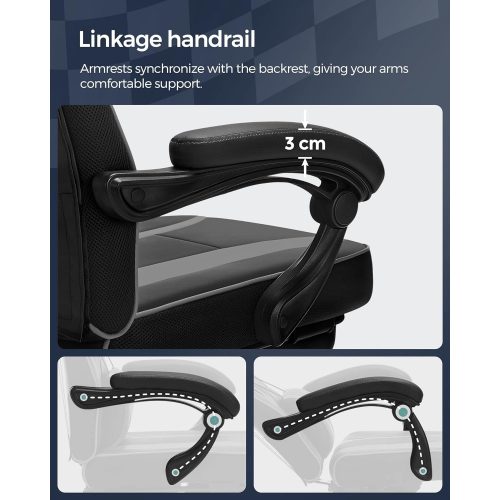 SONGMICS Játékosszék Irodai székkel, Lábtartóval, Fejtámlával és deréktámasszal,