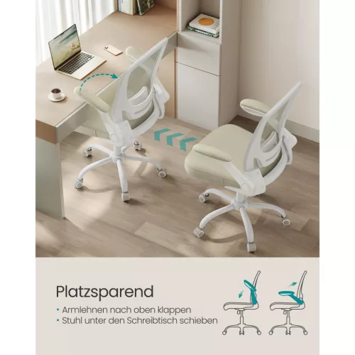 Irodai szék, hálós, ergonomikus, állítható karfákkal, bézs