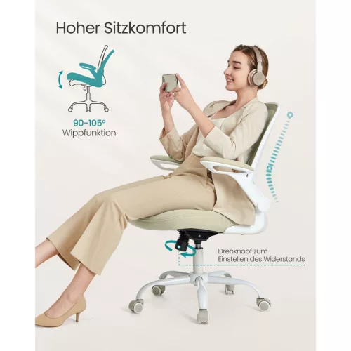 Irodai szék, hálós, ergonomikus, állítható karfákkal, bézs